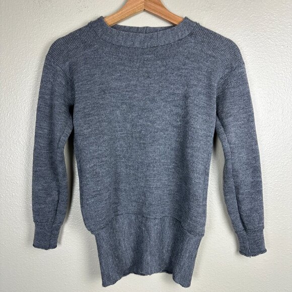Souchi Women's 100% Extra Fine Merino Wool Sweater Hand Loomed Gray Petite - Picture 3 of 4